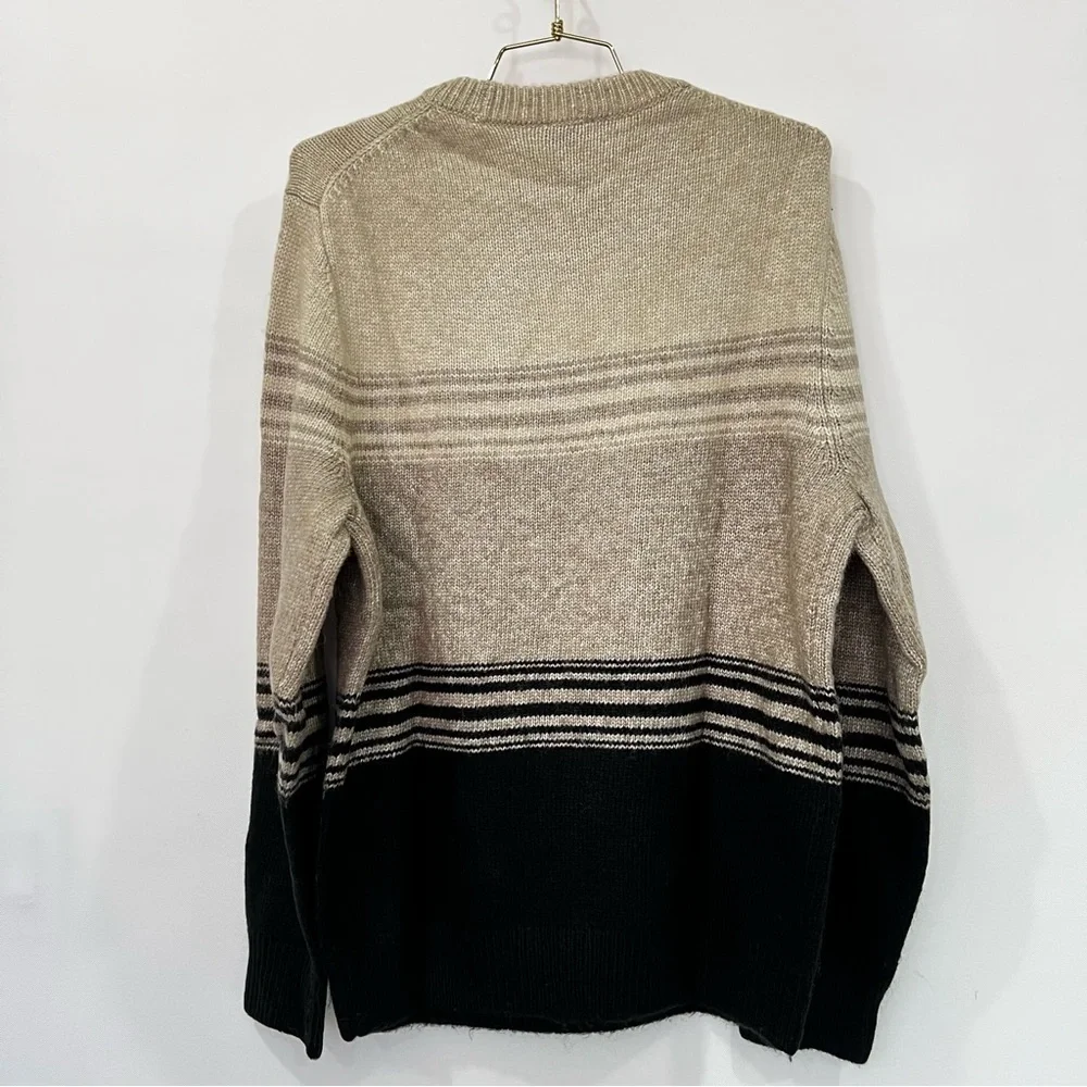 Express Crew-Neck Color-Block Thick Sweater Size Large Brown Black Warm